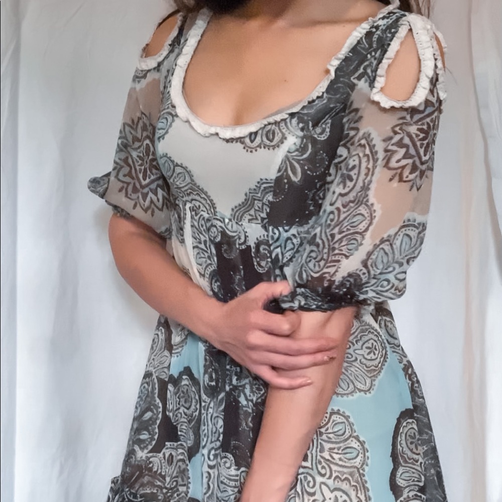 empire waist cut out shoulder dress